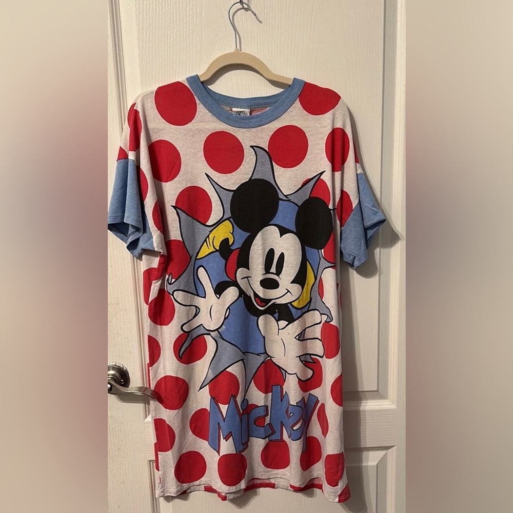 Vintage Disney Mickey Mouse Double Sided Single Stitch Red Polka Dot T-shirt 90s